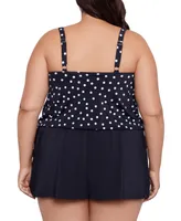 Swim Solutions Plus Polka Dot Romper One Piece, Created for Macy's