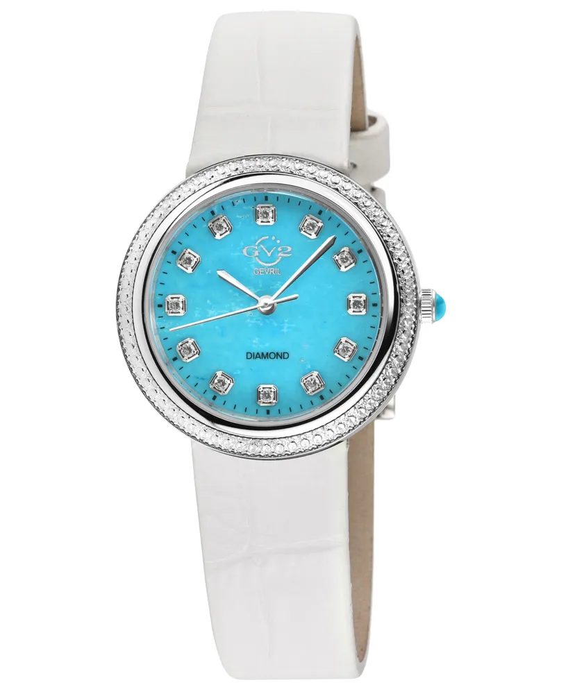 GV2 by Gevril Women's Arezzo White Leather Watch 33mm