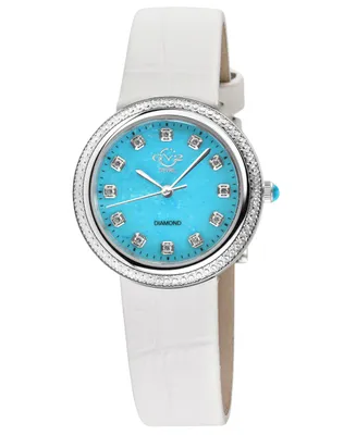 GV2 by Gevril Women's Arezzo White Leather Watch 33mm