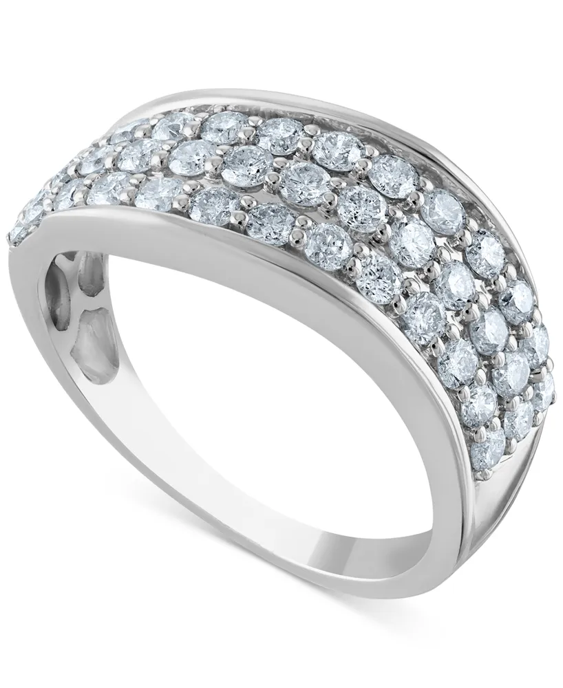 Diamond Triple Row Band (1 ct. t.w.) in 14k Gold