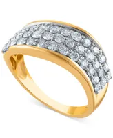 Diamond Triple Row Band (1 ct. t.w.) in 14k Gold