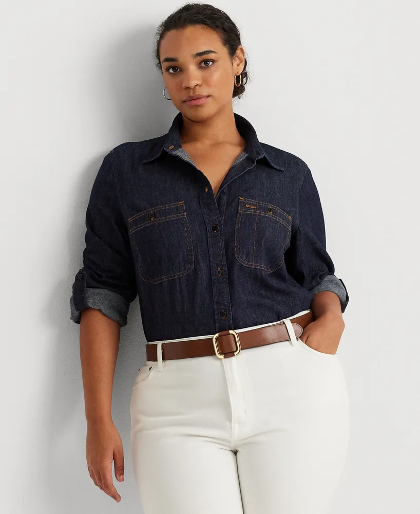 Lauren Ralph Lauren Plus Size Cotton Denim Shirt