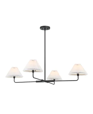 4-Light Chandelier with Pleated White Fabric Shades by Trade Winds Lighting