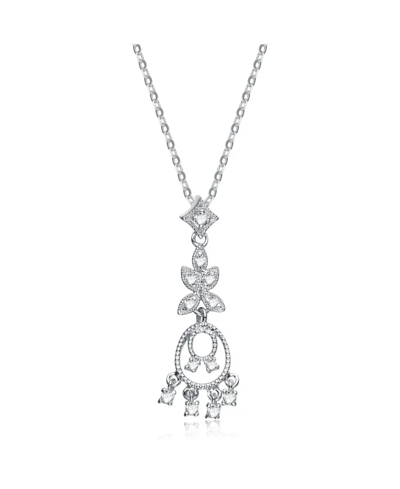 Sterling Silver White Gold Plated Cubic Zirconia Pendant