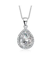 Sterling Silver White Gold Plated with Cubic Zirconia Drop Pendant