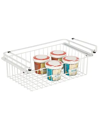 mDesign Large Wire Hanging Pullout Drawer Basket - Attaches to Shelving, White