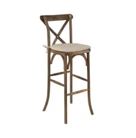 Coquette Wooden Modern Farmhouse Cross Back Bar Stool With Cushion