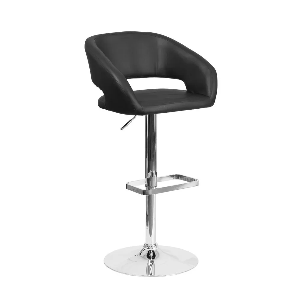 Rothko Modern Bar Stool Rounded Mid-Back Stool With Height Adjustable Swivel Seat