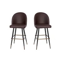 Teague Set Of 2 Modern Armless Barstools With Contoured Backs, Steel Frames, And Integrated Footrests