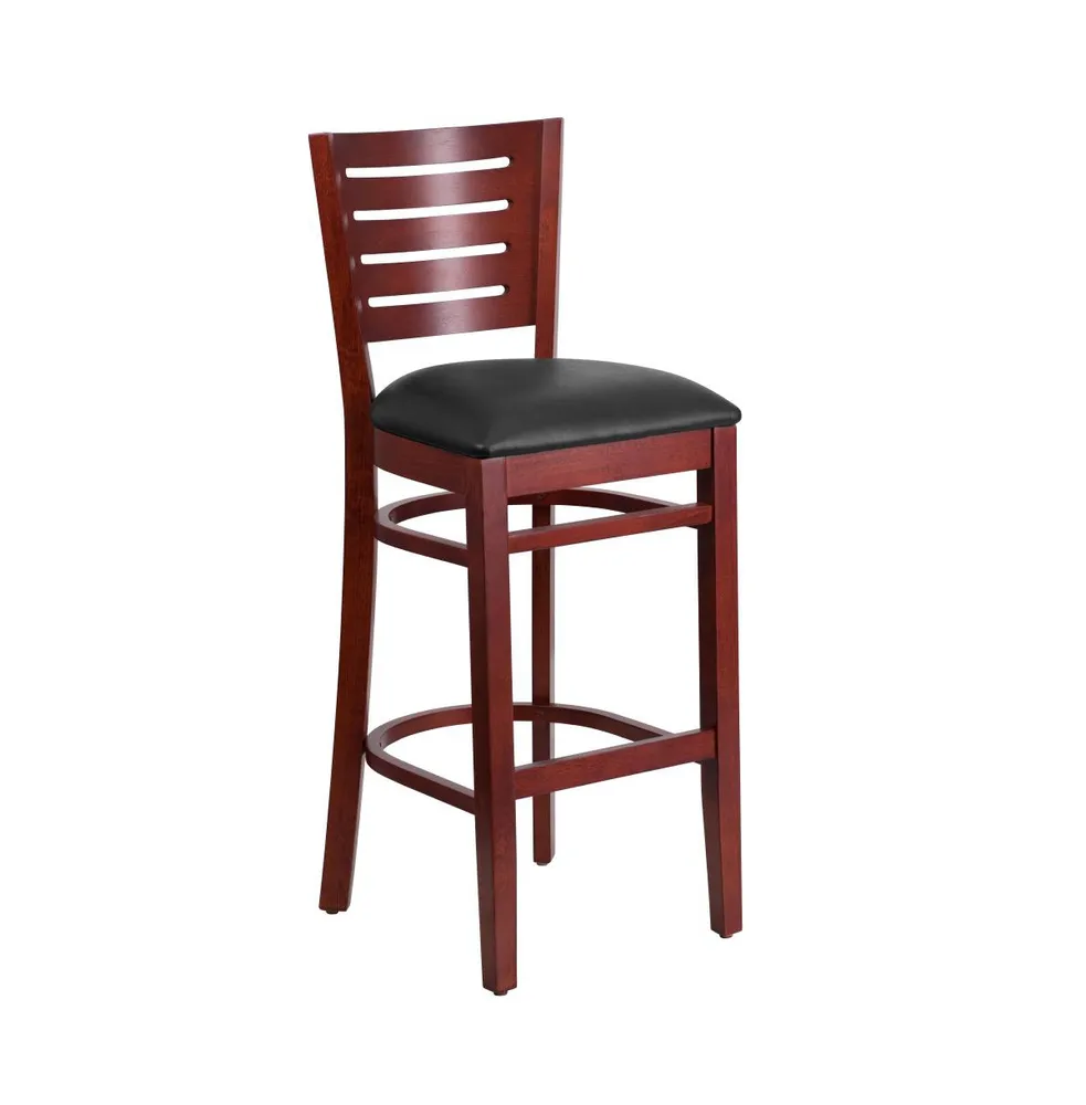 Slat Back Wooden Restaurant Dining Barstool