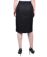 Ny Collection Petite Slim Tweed Double Knit Pencil Skirt with Pockets