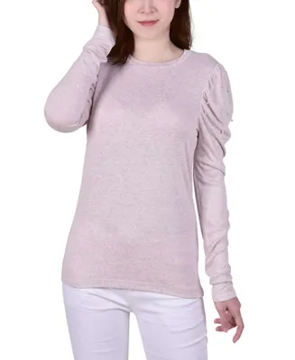 Ny Collection Petite Puff Sleeve Knit Top