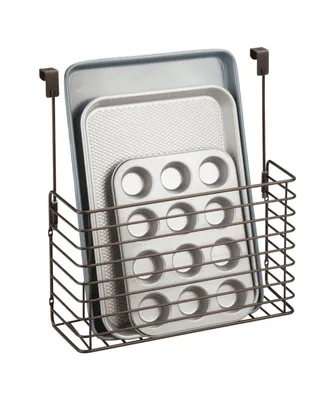 mDesign Metal Wire Kitchen Bakeware Over Door Organizer Basket