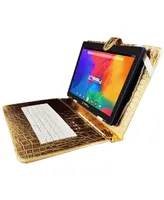 Linsay New 10.1" Tablet Octa-Core 128GB Powerful Bundle Luxury with Gold Keyboard Newest Android 13