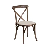 Merrick Lane Davisburg Stackable Wooden Cross Back Bistro Dining Chair With Cushion