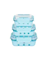 Genicook 3 Pc Rectangular Container Hi-Top Lids with Pro Grade Removable Lockdown Levers Silicone Sleeve Set