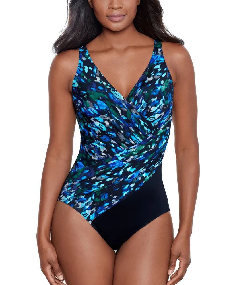 Miraclesuit Women's Must Have Pin Point Oceanus V-neck Slimming One Piece  Swimsuit