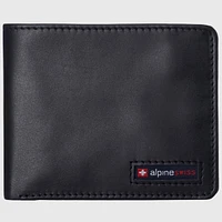 Alpine Swiss Men's Wallet for Men Rfid Protected Leather Spencer Bifold Divided Bill Section Gift Box 2 Id Windows 14 Card Storage Pockets