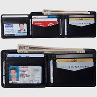 Alpine Swiss Men's Wallet for Men Rfid Protected Leather Spencer Bifold Divided Bill Section Gift Box 2 Id Windows 14 Card Storage Pockets
