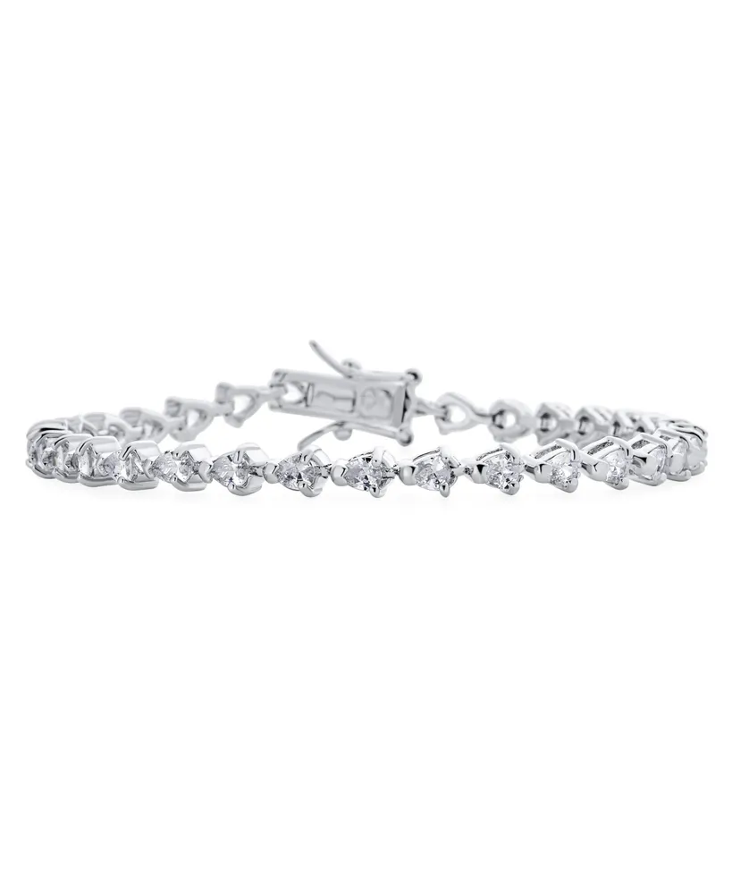 Traditional Bridal Jewelry Slender Dainty Cubic Zirconia Aaa Cz Pear Shape Tennis Bracelet Teardrop For Women Wedding 7.5 Inch