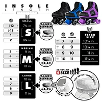 Crazy Skates SK8 Roller for Girls and Boys - Adjustable Fixed Sizes