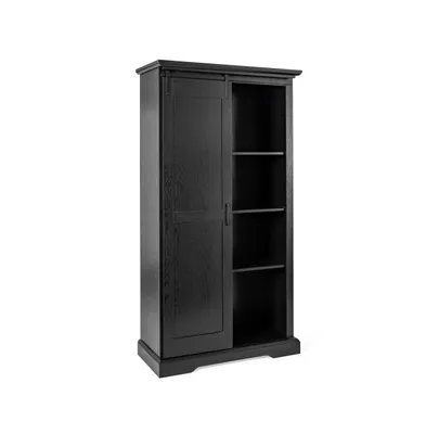 Finnoula Farmhouse Storage Cabinet, Semi-Open With Sliding Barn Door