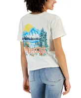 Rebellious One Juniors' Short-Sleeve Crewneck Paradise Landscape T-Shirt