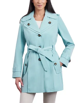 London Fog Women's Petite Single-Breasted Belted Trench Coat