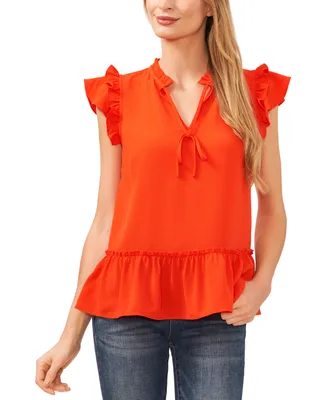 CeCe Women's Ruffle-Sleeve Peplum Top