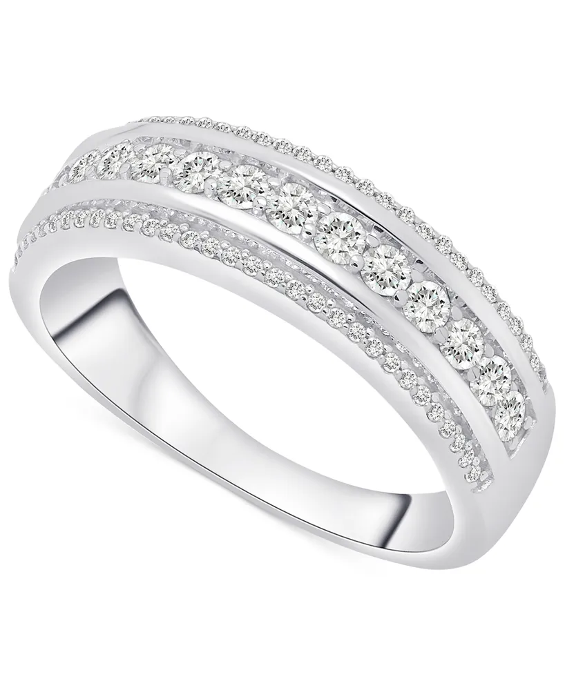 Diamond Three Row Band (1/2 ct. t.w.) in Platinum