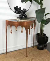 Rosemary Lane Aluminum Drip Console Table with Melting Designed Legs and Shaded Glass Top, 36" x 14" 32"
