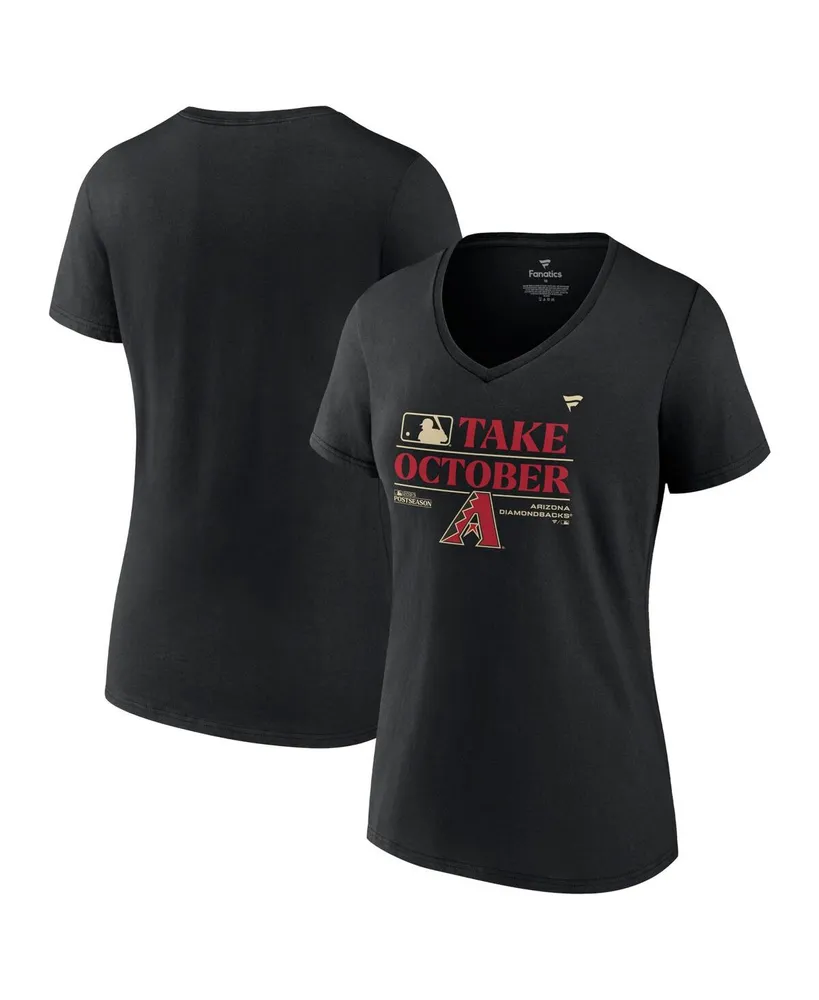 Women's Fanatics Black Arizona Diamondbacks 2023 Postseason Locker Room V-Neck T-shirt