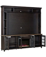 96" Dawnwood 3PC Tv Console Set (96" Console, Hutch and Fireplace)