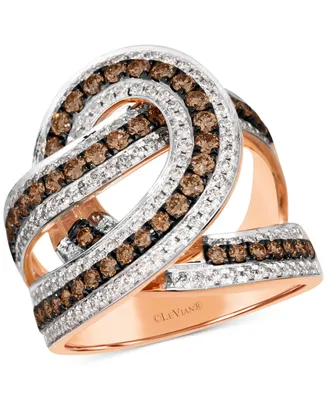 Le Vian Chocolatier Chocolate Diamond & Vanilla Diamonds Interlocking Swirl Ring (1-1/2 ct. t.w.) in 14k Rose Gold