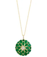 Effy Emerald (6-1/4 ct. t.w.) & Diamond (1/3 ct. t.w.) Cluster 18" Pendant Necklace in 14k Gold