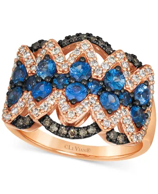 Le Vian Blueberry Sapphire (1-1/6 ct. t.w.) & Diamond (5/8 ct. t.w.) Crown Ring in 14k Rose Gold