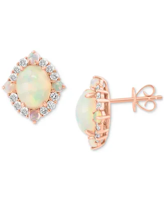 Effy Ethiopian Opal (2-7/8 ct. t.w.) & Diamond (1/2 ct. t.w.) Halo Stud Earrings in 14k Rose Gold