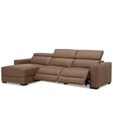 Nevio 115" 3-Pc. Leather Sectional with 2 Power Recliners, Headrests and Chaise, Created For Macy's