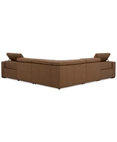 Nevio 124" 5-Pc. Leather Sectional with 2 Power Recliners and Headrests, Created For Macy's