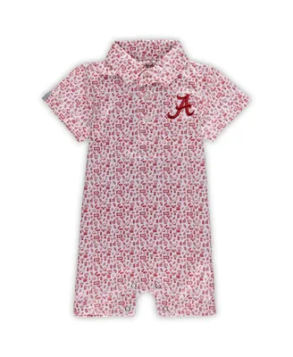 Infant Boys and Girls Garb White Alabama Crimson Tide Crew All-Over Print Polo Bodysuit