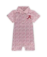 Infant Boys and Girls Garb White Alabama Crimson Tide Crew All-Over Print Polo Bodysuit