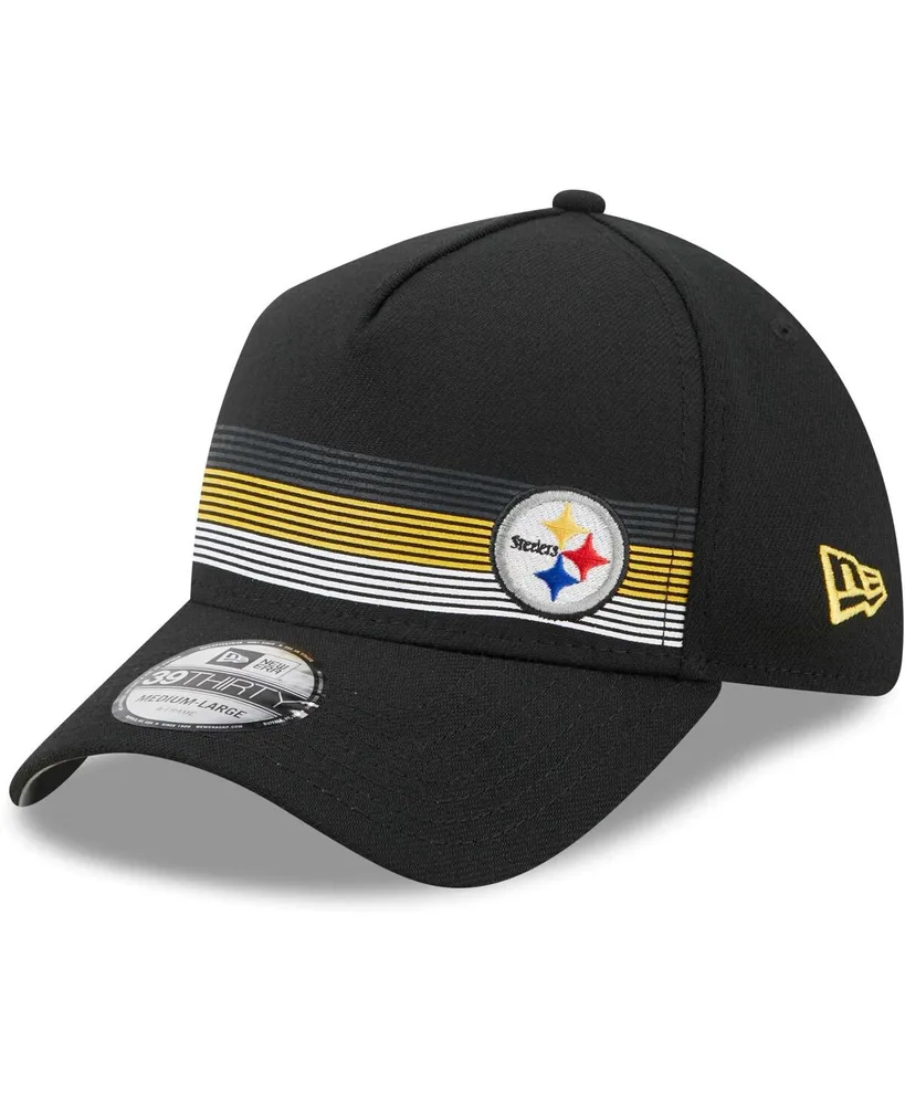 Men's New Era Black Pittsburgh Steelers Flawless Stripe 39THIRTY Flex Hat