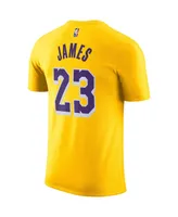 Men's Nike LeBron James Gold Los Angeles Lakers Name and Number T-shirt