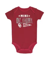 Newborn and Infant Boys and Girls Champion Crimson, Heather Gray, White Oklahoma Sooners Three-Pack Bodysuit Set