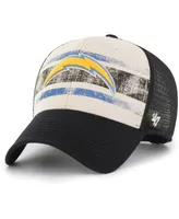 Men's '47 Brand Cream Distressed Los Angeles Chargers Breakout Mvp Trucker Adjustable Hat