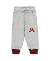 Infant Boys and Girls Wes & Willy Heather Gray Minnesota Golden Gophers Jie Jie Long Sleeve Bodysuit and Pants Set