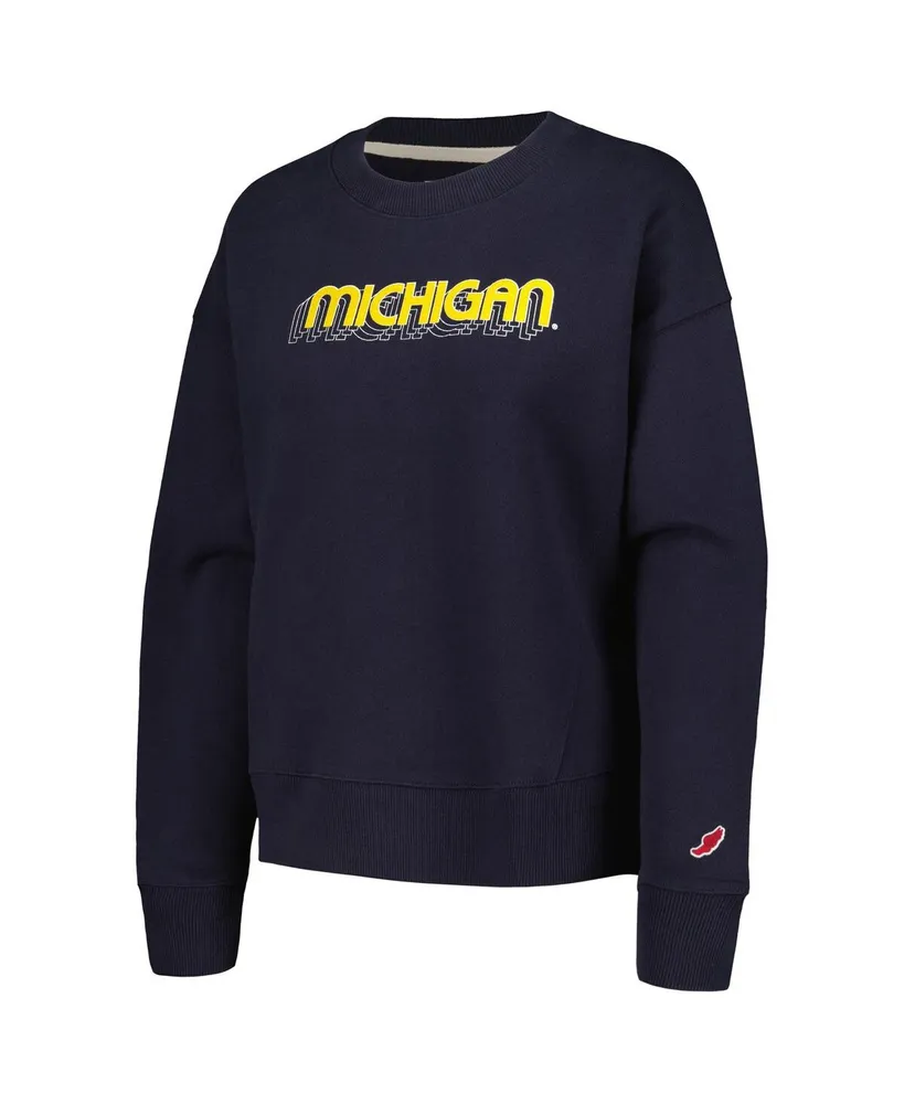 Women's League Collegiate Wear Navy Michigan Wolverines Boxy Pullover Sweatshirt