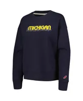 Women's League Collegiate Wear Navy Michigan Wolverines Boxy Pullover Sweatshirt