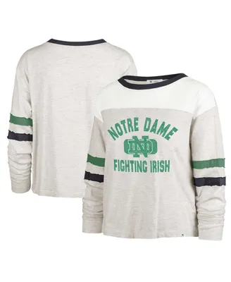 Women's '47 Brand Oatmeal Distressed Notre Dame Fighting Irish All Class Lena Long Sleeve T-shirt