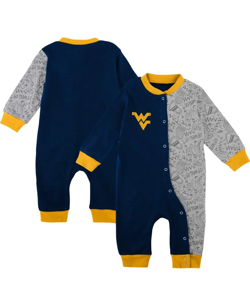 Infant Boys and Girls Navy West Virginia Mountaineers Playbook Two-Tone Sleeper